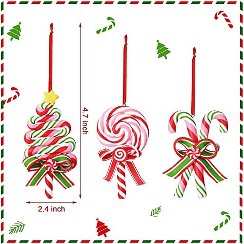 6 Парчиња Божиќ Lollipop Украс Бонбони Трска Виси Божиќ Оркестарот Лажни Кенди Божиќ Дрво, Декорации од Дрво Бонбони Елка Украси