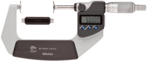 Mitutoyo 323-253 LCD Диск Микрометар, Ratchet Запре, 75-100mm Опсег, 0.001 mm Дипломирањето, +/-0.006 mm Прецизност