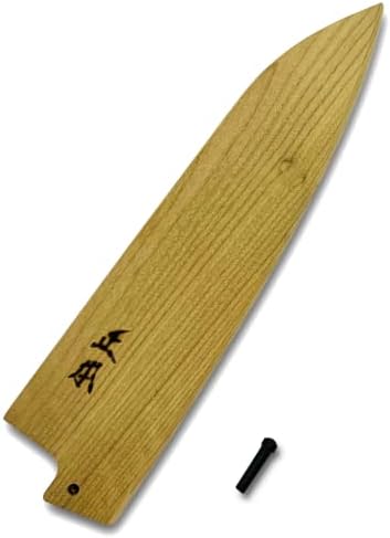 MASAMOTO Готвач Нож Обвивка 7 (180mm) Јапонски Gyuto Saya со Pin, Дрвен Кујнски Нож Заштита на Поклопецот, Јапонски Природни Magnolia